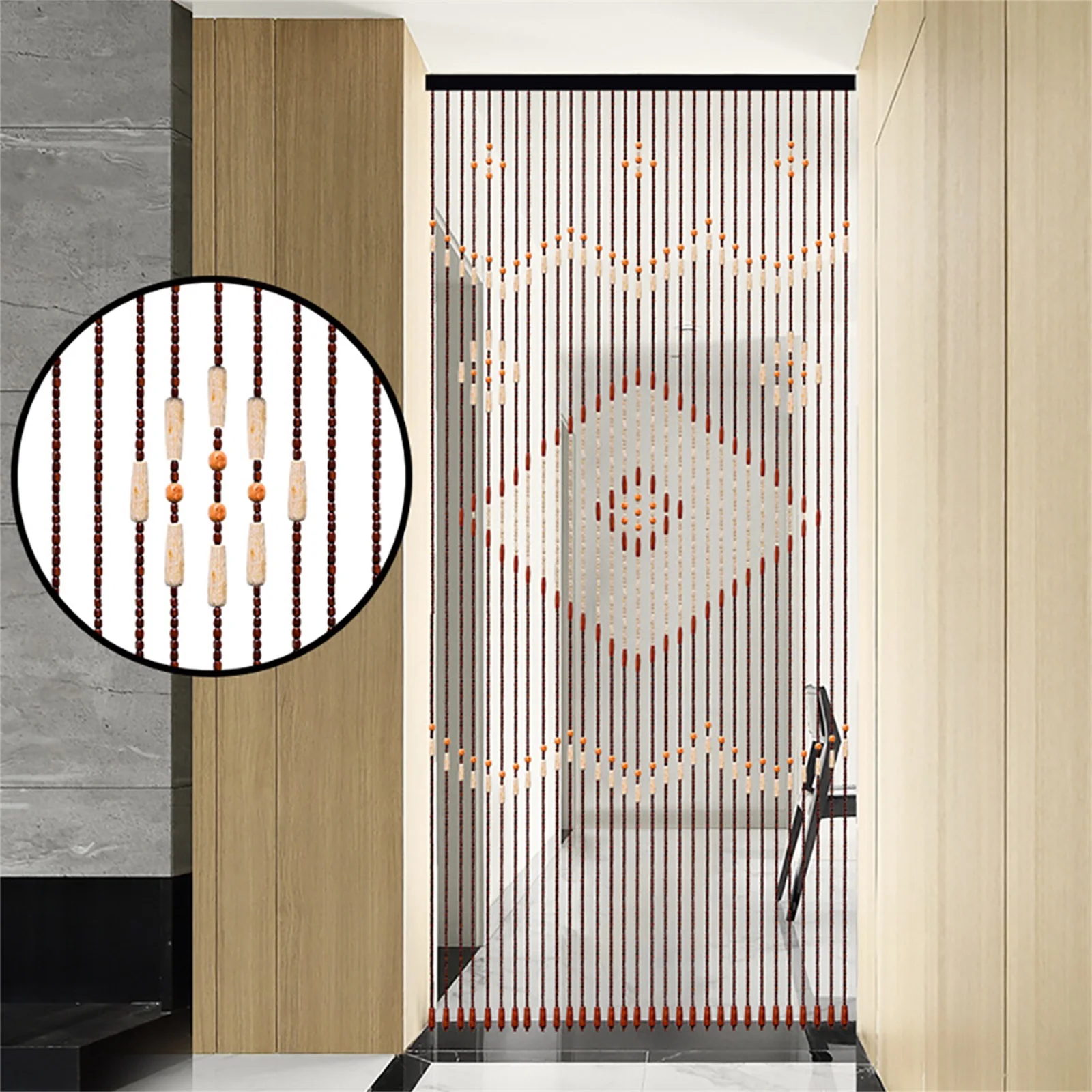 Bamboo Bead Curtain Doorway String Porch Curtain Wooden Beaded Curtain Screen Handmade Partition Divider