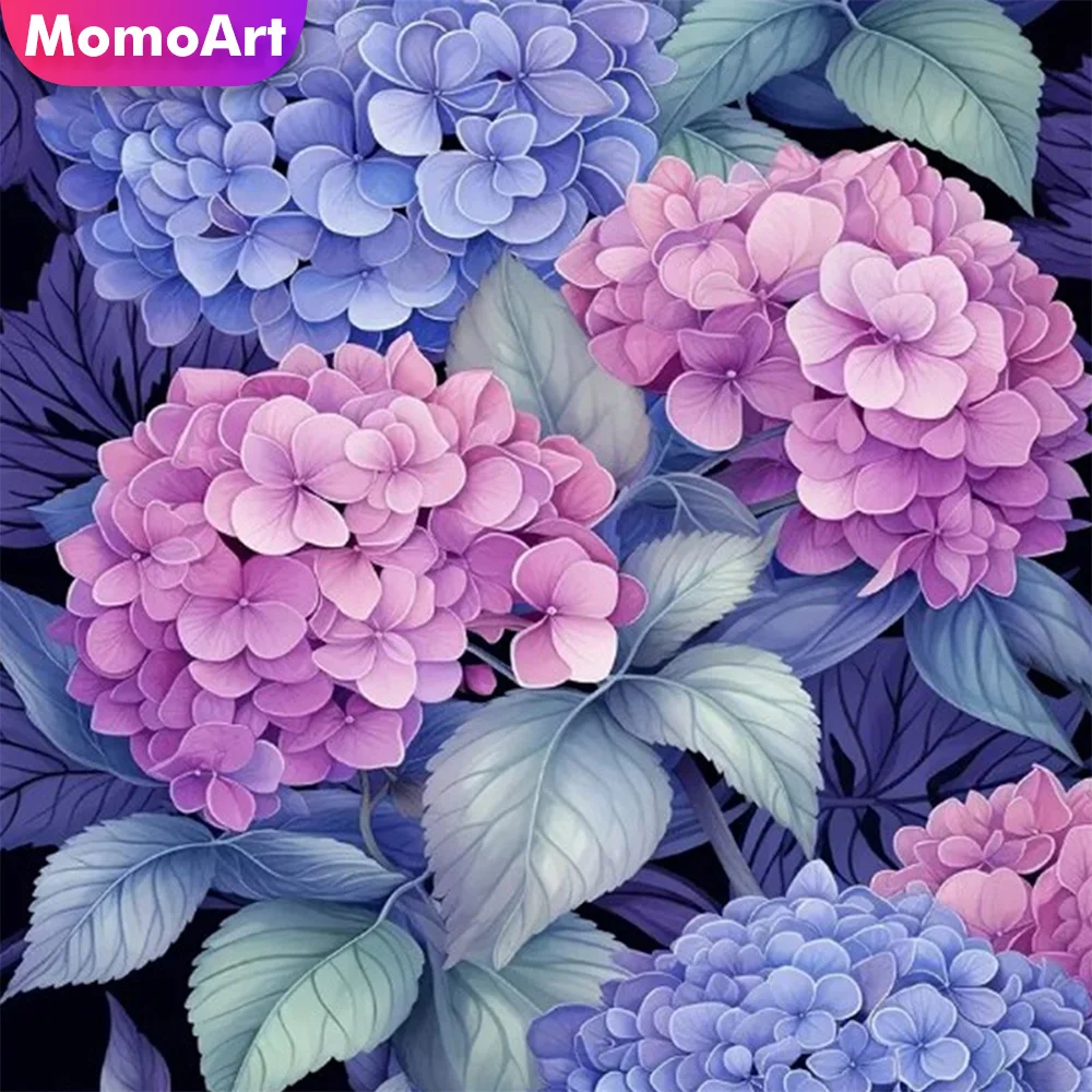 Momoart Diamant Malerei Hortensien Blume Neue Ankunft Strass Bilder Stickerei Handarbeiten Handwerk
