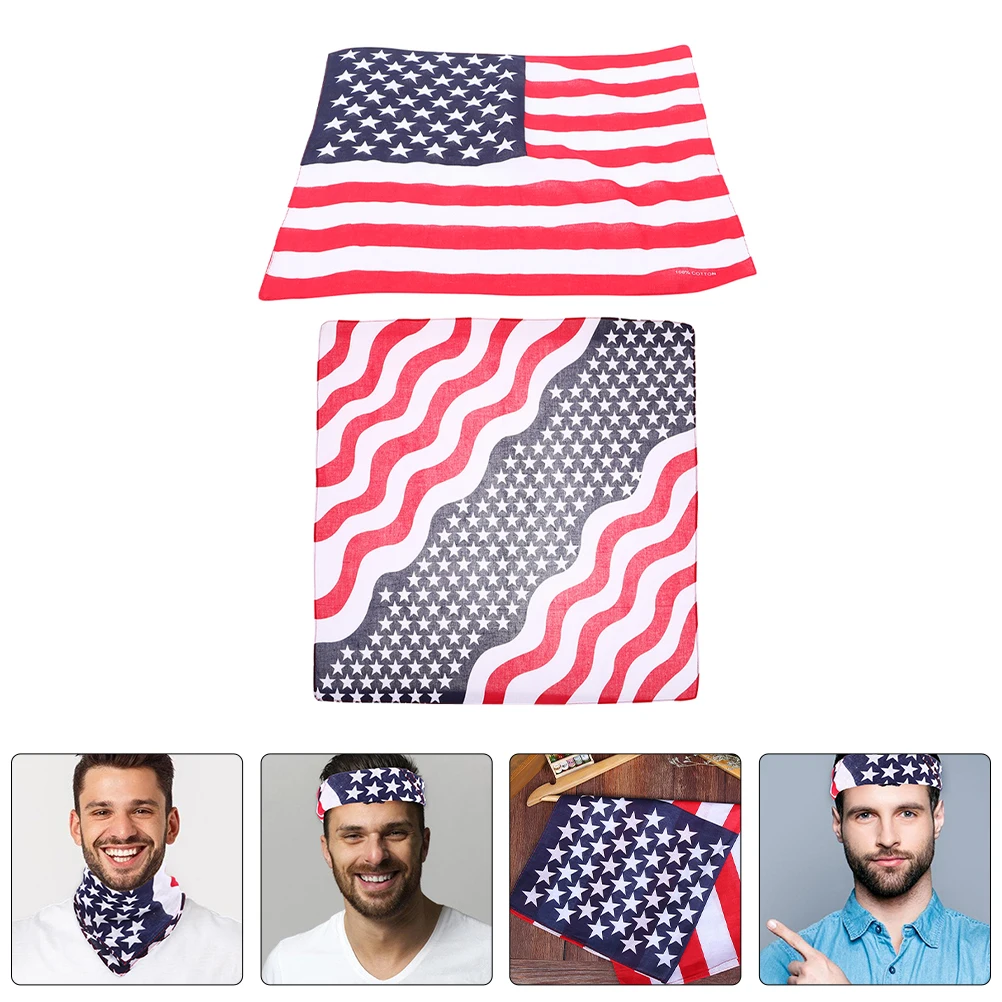 

2pcs American Flag Square Headscarf 4Th Of July Patriotic Headband Hair Scarf For Independence Day Outdoor Events School Parades