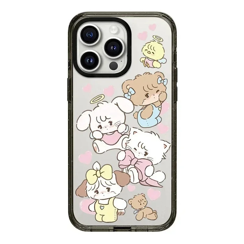 

2.0 Acrylic Upgrade Border White Cat Phone Case Cover for iPhone 11 12 13 14 15 Pro Max Case for iPhone 15 ProMax