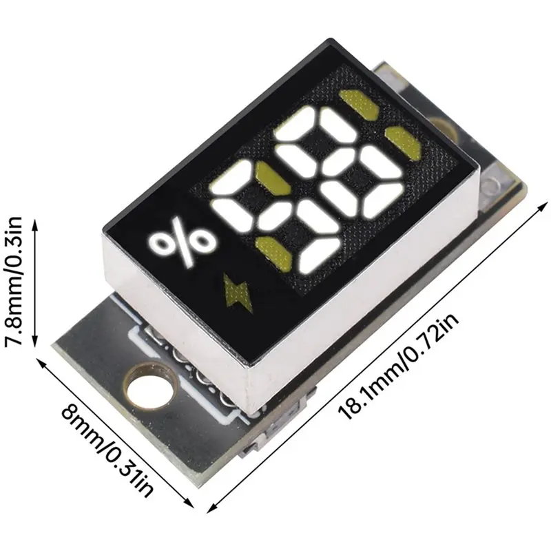 ABQU Mini Battery Level Indicator 1/2 X 1.5V Battery Capacity Tester, 188-Segment LED Display Module, Black