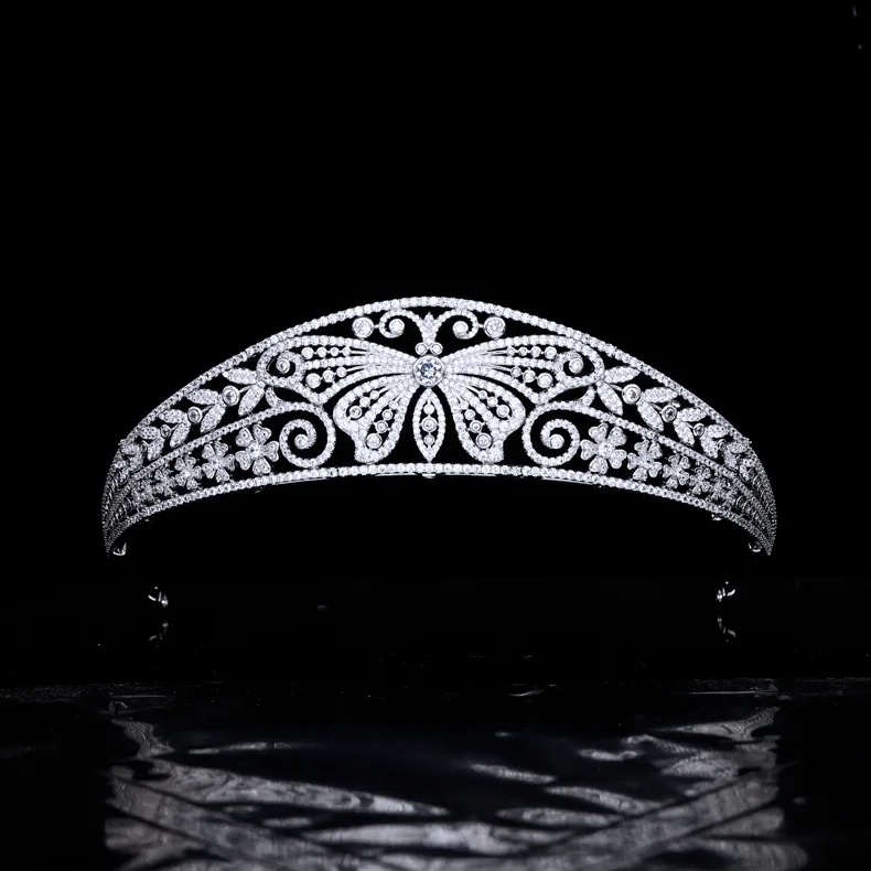Luxury Romantic Heartbeat Butterfly Crown Shiny Jewelry Dubai Women's stereo Tiara Dress Suitable for Wedding Travel Gift H-71