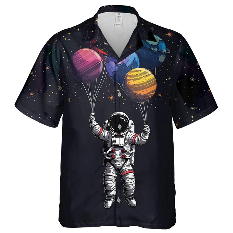 

Men's Shirt Spacecraft 3D Print Men's Clothing Oversized Summer New Casual Hawaii Beach Hawaiian Harajuku Fashion Holiday Shirt