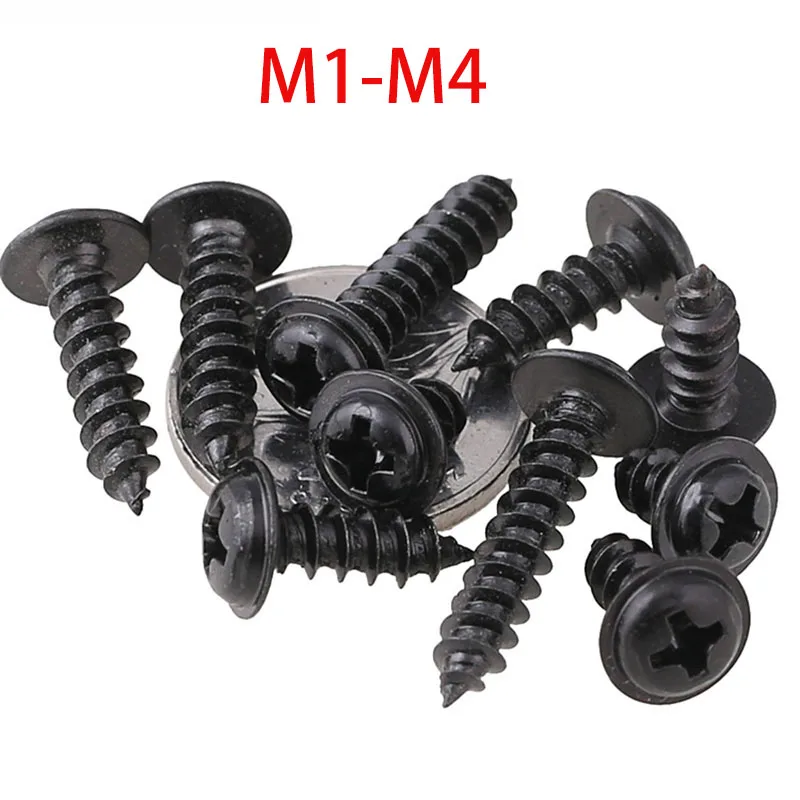 M1.2 M1.4 M1.7 M2 M2.6 M3 M4 Cross Recessed Round Pan Head Self Tapping Screws With Integrated Washer Woodworking Hardware Parts