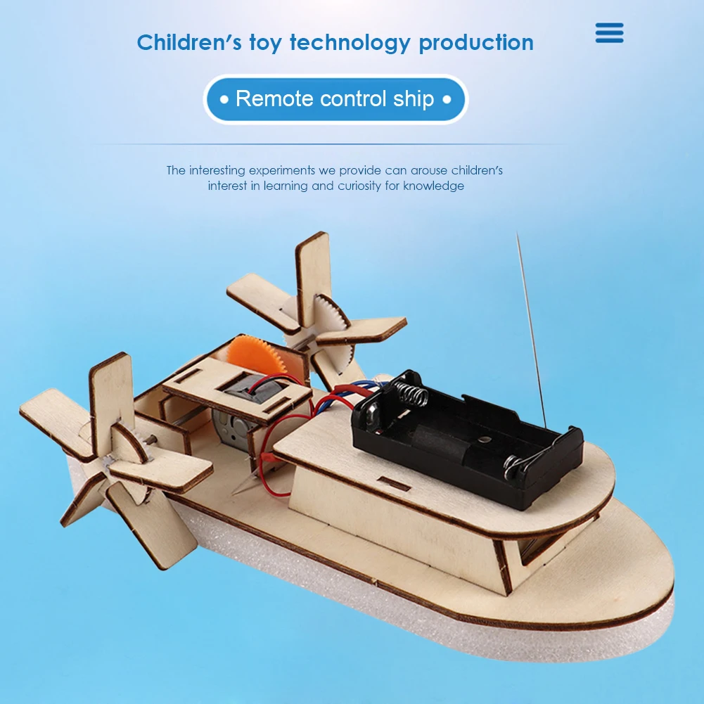 Modelo de barco de madera para niños, Juguetes De ciencia, STEM eléctrico, Kit de enseñanza educativa, ensamblaje 3D, Kit de experimento científico