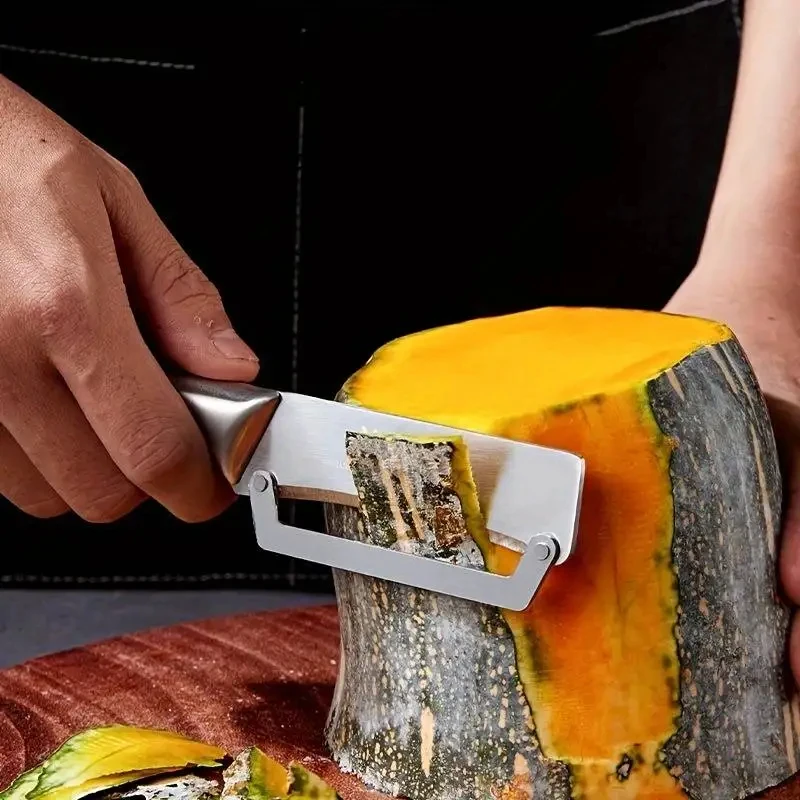 Pelador de Acero Inoxidable Multifuncional, Cortador de Frutas y Verduras, Cuchillo para Melón, Rallador de Sandía, Utensilio de Cocina con Borde Plano
