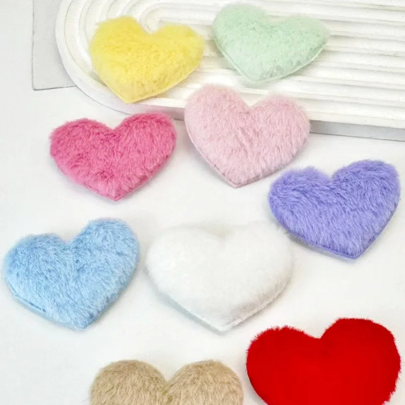40 Stück 6x5CM Flauschige Filz-Herz-Applikationen, Polsterung für Haarspangen, Taschen, Hüte und Accessoires – Detail 8