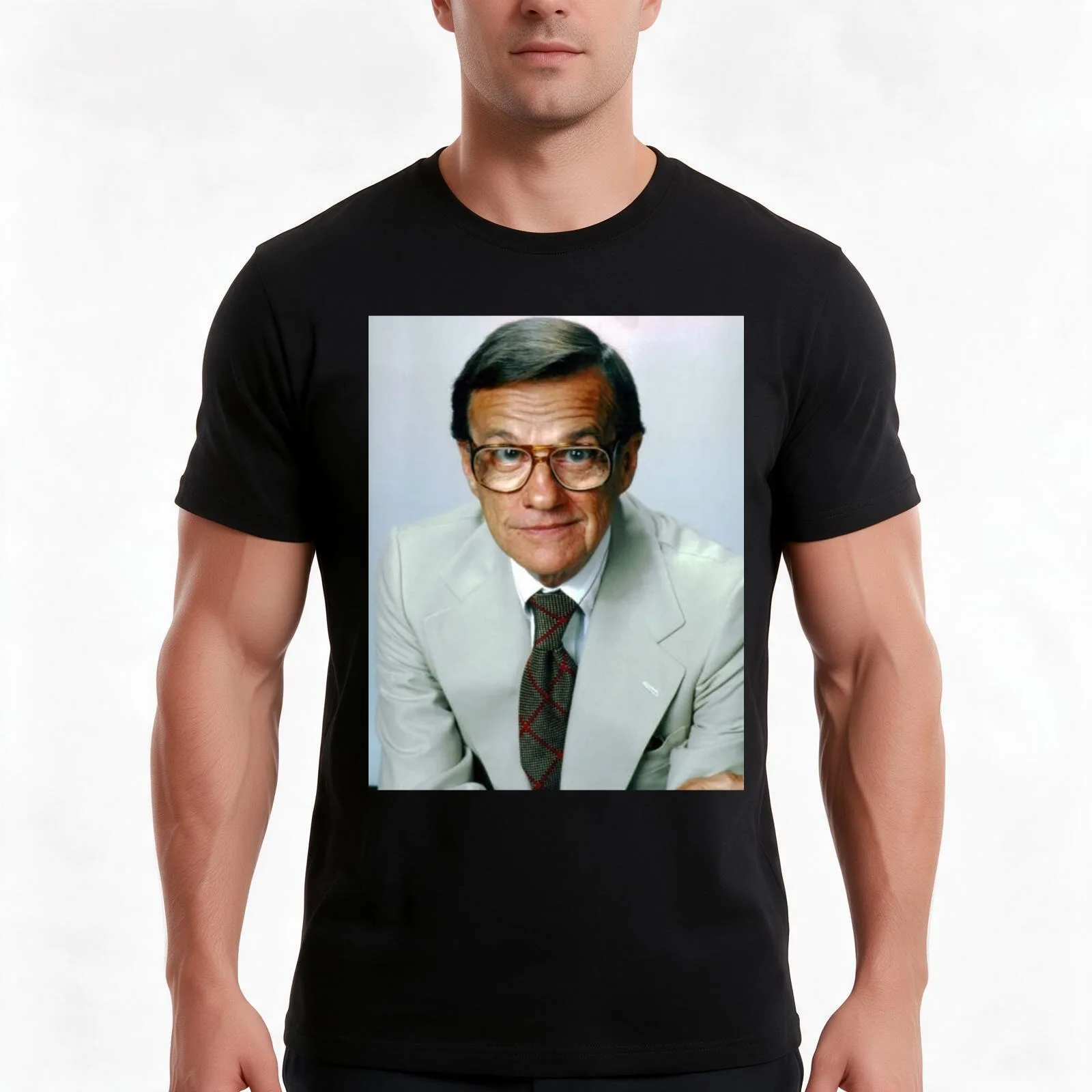 Bill Cullen color photo T-Shirt, Summer Casual Cotton Tee, Oversized Streetwear Tops, Vintage Graphic Print, Unisex Men Women