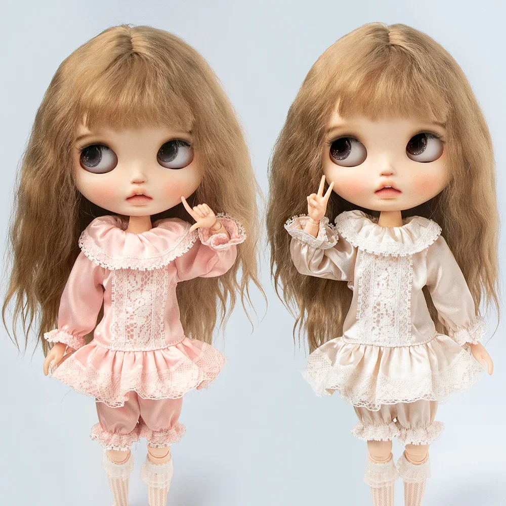 Blyth Clothes Lace Vintage Long-sleeved Shirt Shorts Pajama Set Home Wear dress for Ymy Licca Azones Ob22 24 27 Doll Accessories