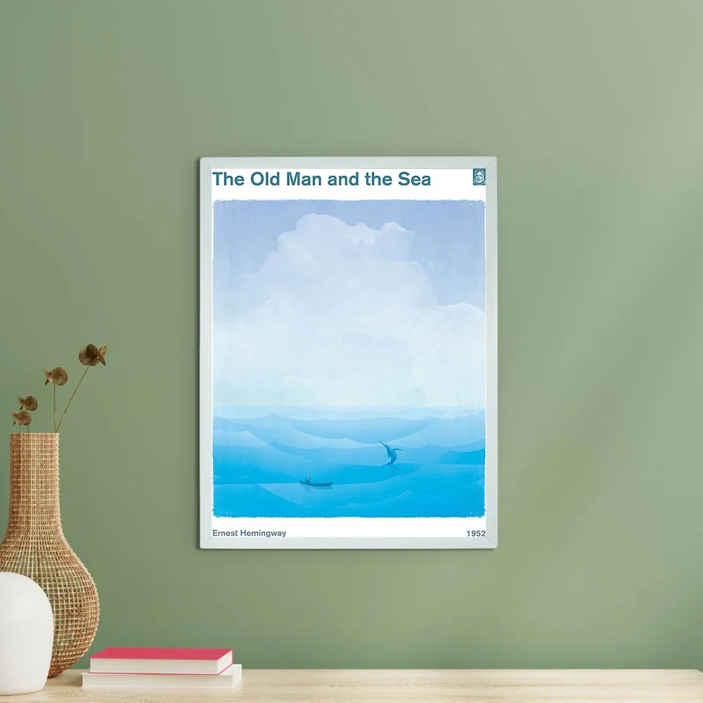 خمر همنغواي قماش الفن الرجل العجوز والبحر جدار ديكور الأدبي المشارك المحيط المشهد اللوحة هدية #6