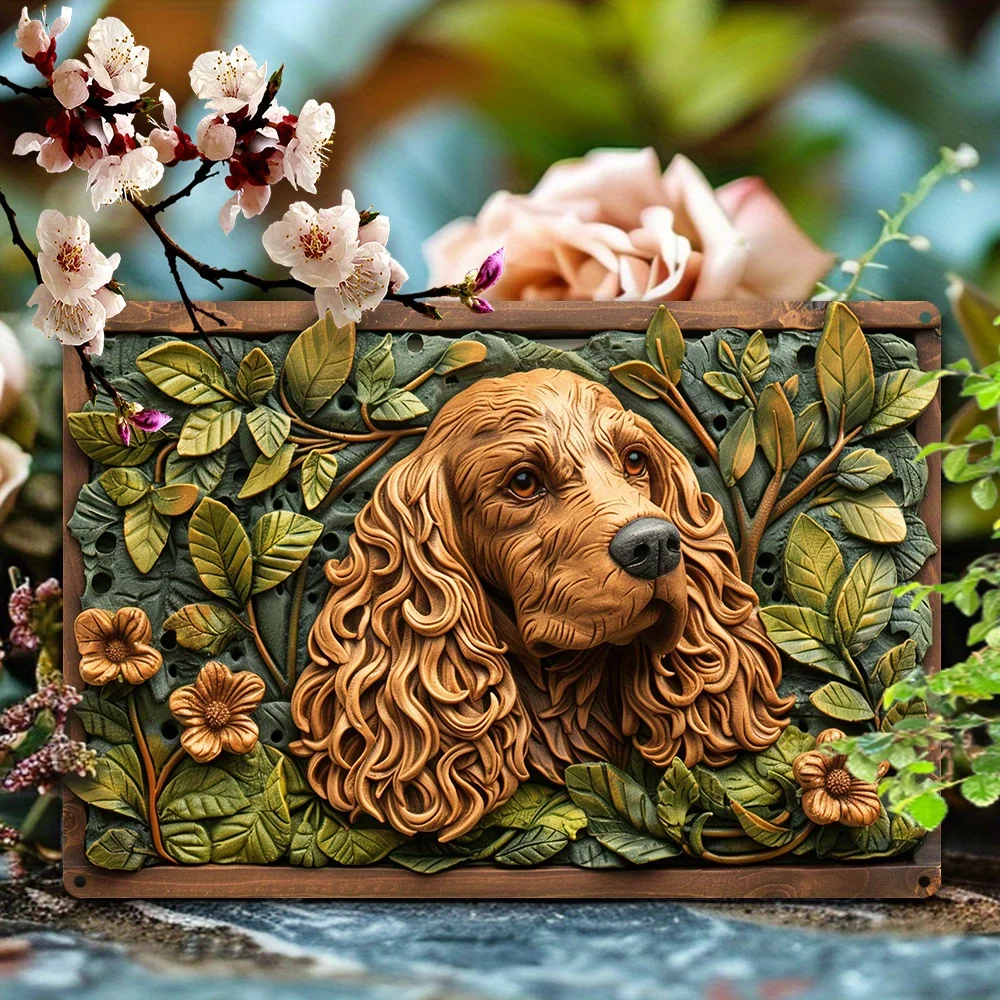 English Cocker Spaniel Sign Wall Art, Vintage Decor for Home, Garden, Studio - Autumn Winter Design, Ideal Gift for Dog Lovers