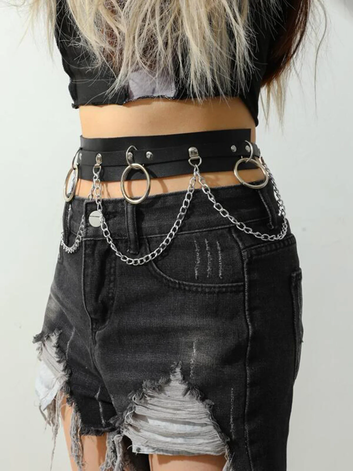 UYEE-arnés de pierna de cadena Sexy para mujer, liguero Bondage, lencería Bdsm, tirantes fetiche, medias de liga, arnés, ropa gótica Rave