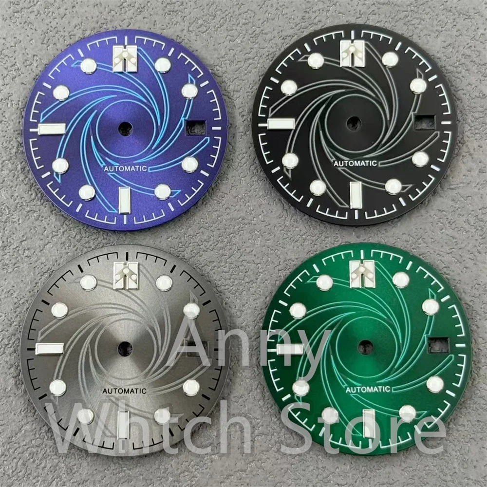 NH35 31mm Watch Dial Green Luminous Watch Faces with Calendar Window for NH35 NH36 Movement Watch Accessories