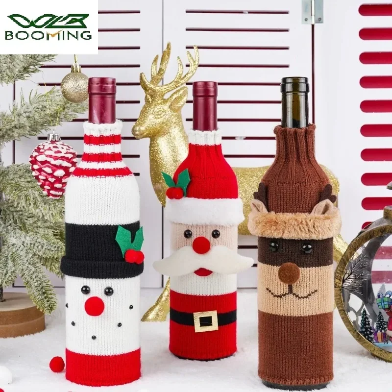 Wine Bottle Bag Christmas Decoration Santa Claus Snowman Knitted Wine Bottle Cover Merry Christmas Decoration Wine Bags