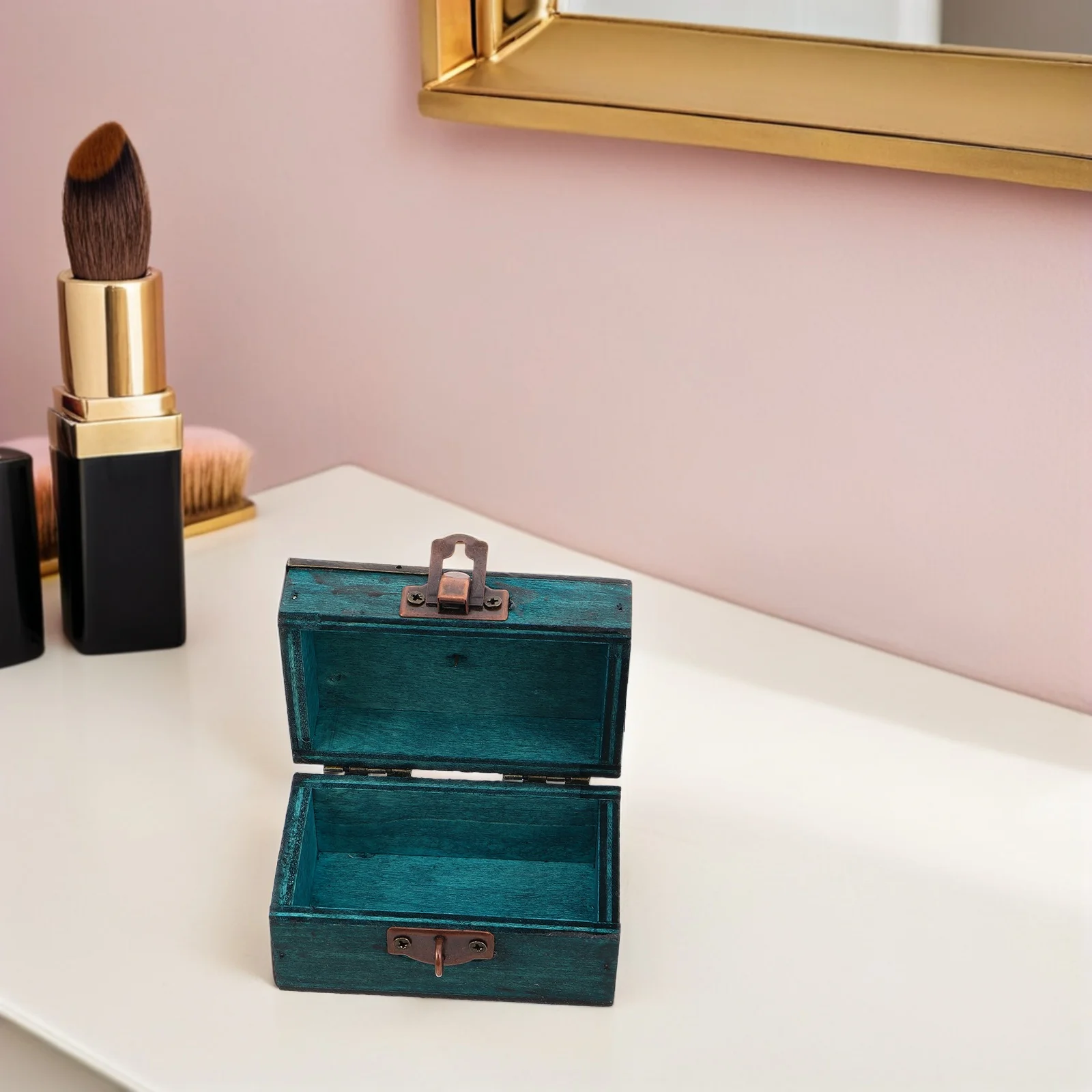 

Retro Style Vintage Jewelry Box Wooden Storage Chest Password Lock Treasure Chest Small Trinket Container 9x5.5x5cm