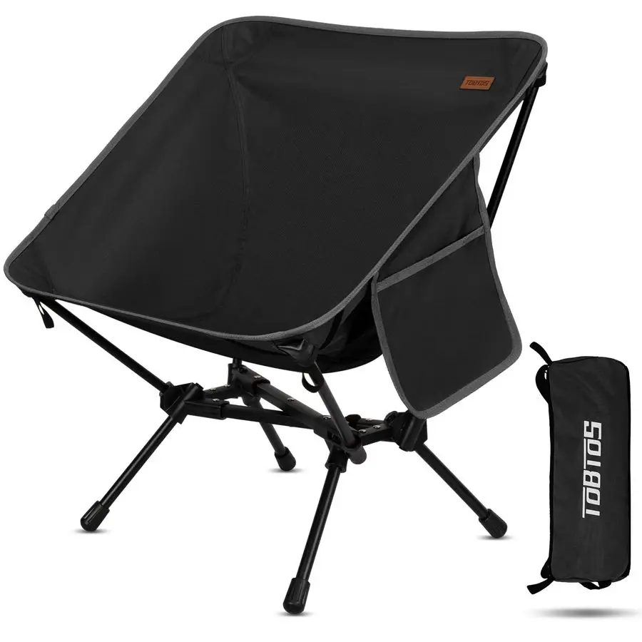 

Ultralight Camping Chair, Portable Folding Chair Support 330 lbs, Compact Backpacking Chair with Carry Bag for Hiking Travel Bl