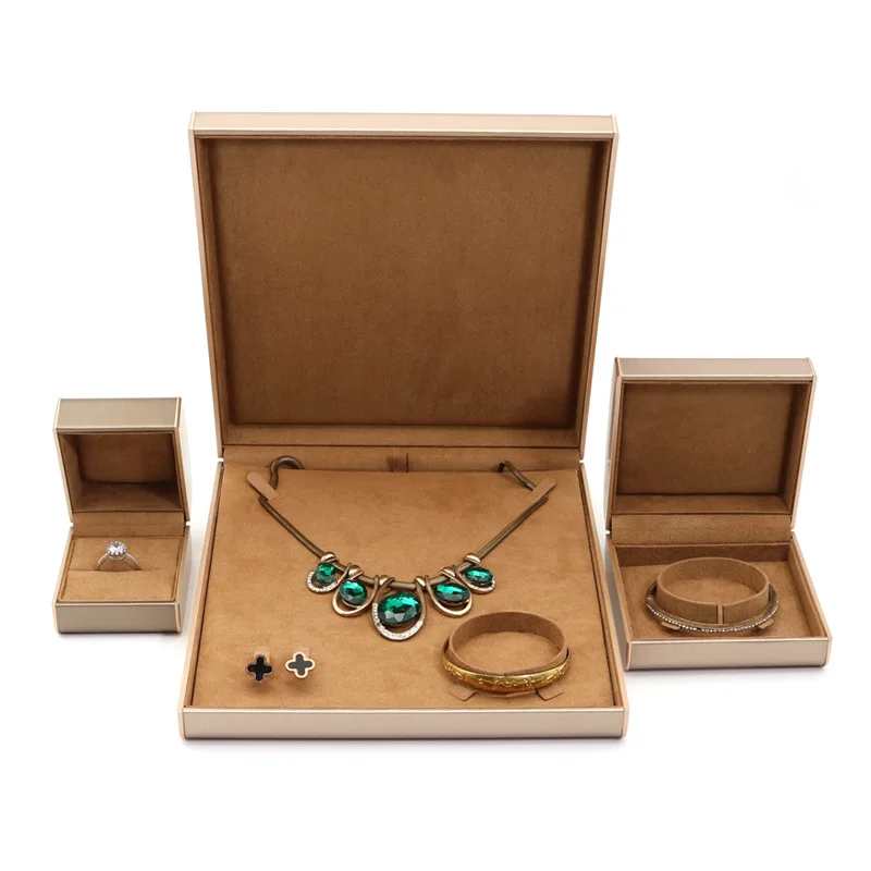 

PU Leather Gift Box Jewelry Set Box for Bracelet Necklace Ring Earrings Container Trinket Box Organizador Gift Display Case