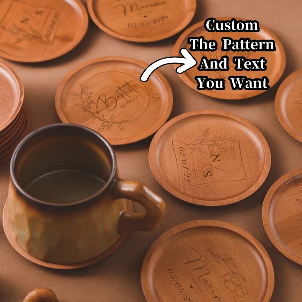 

Personalized Bamboo Coaster Simple Creative Cup Holder Customized Round Water Milk Tea Cup Insulation Pad Bamboo Tea Cup Mat