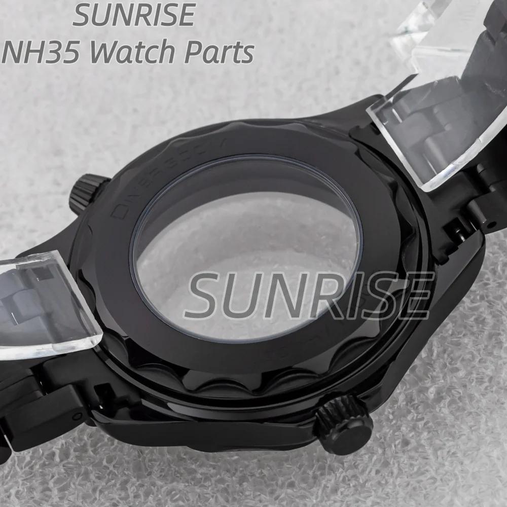 عالية الجودة 41 مللي متر وعاء من الستانليس ستيل الأسود ساعة حزام مقاومة للماء ل Nh35 Nh36 الحركة التلقائية الهاتفي ساماستر 300 #6