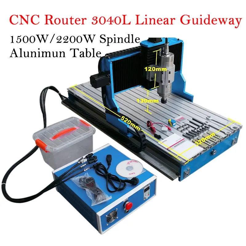 

4 Axis 3040L CNC 2200W 1500W Spindle CNC Wood Aluminum Router Engraver Engraving Milling Cutting Machine Linear Guideway Kit