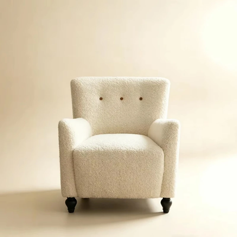 

Medieval style wool leather single sofa chair living room balcony bedroom Internet celebrity furniture
