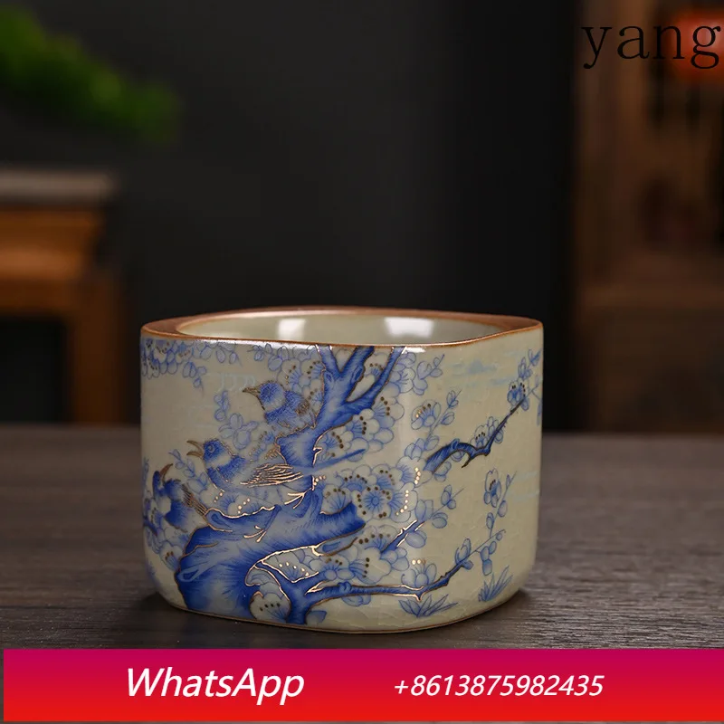 cx Ru kiln teacup, open piece can raise blue magpie single cup, tea set ceramic cup