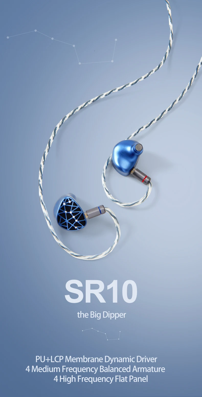 Sound Rhyme SR10 In-Ear HiFi-Kopfhörer mit Dual 10mm PU+LCP Membran-Dynamiktreiber IEMs Musik-Monitor – Detail 1