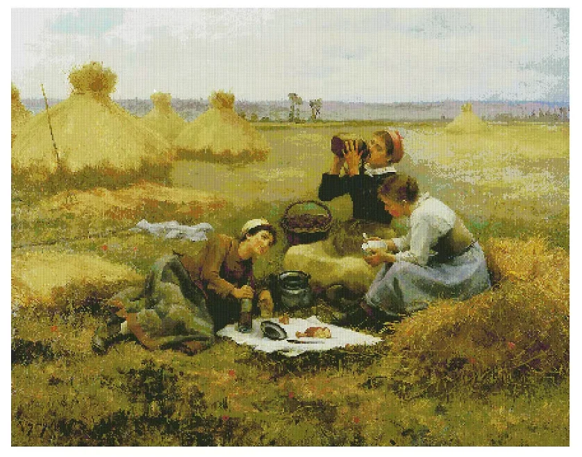 

В поле пейзаж женщина искусство рукоделие 16CT 14CT холст без печати ручная вышивка крестиком наборы DIY домашний декор