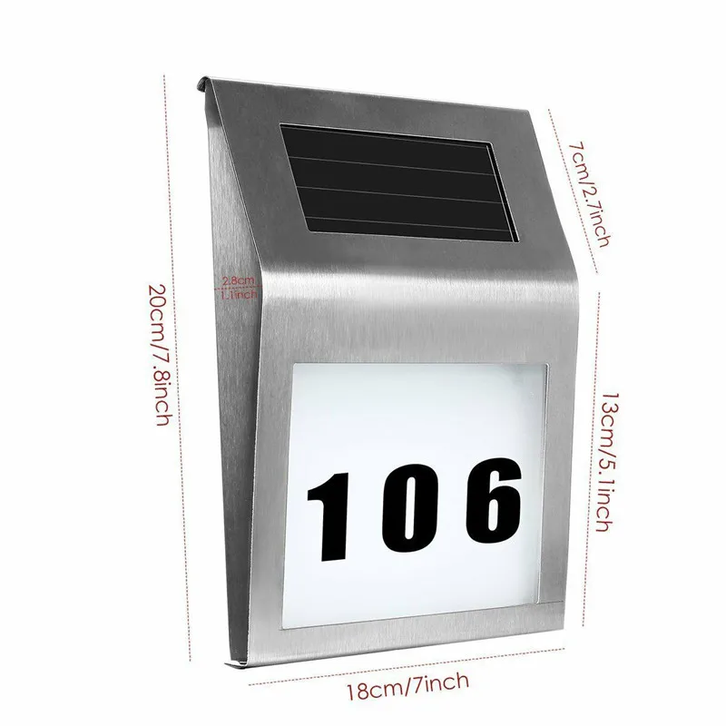 Solar Led Light Outdoor Wall Lamp LED Doorplate Lamp Stainless Outdoor Apartment Villa Porch Number House Light With Solar Lamp