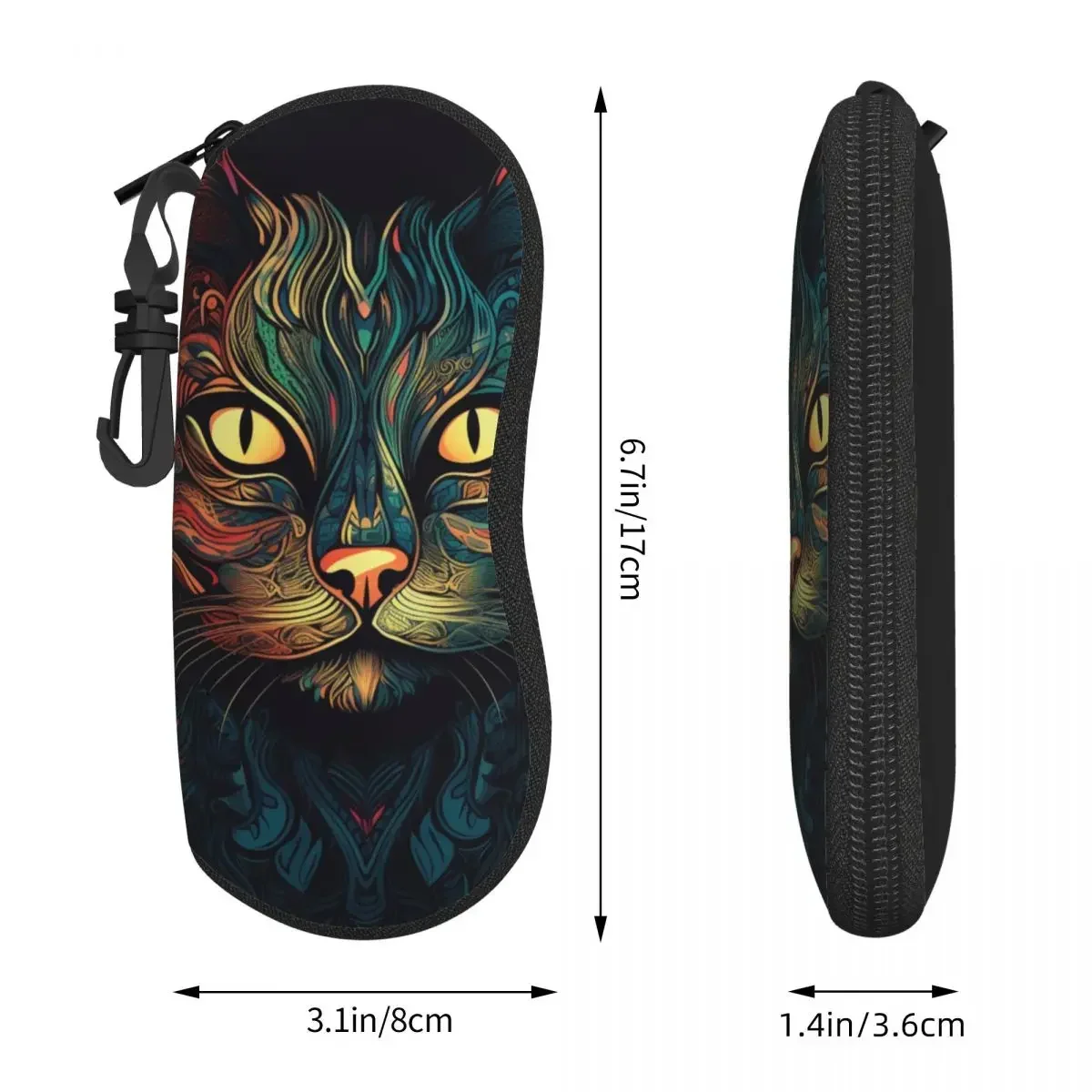 Magic Cat Glasses Case Cover Unisex animal Art Sunglasses Pouch Fashion Key Chain Eyewear Accessory Daily Eyeglass Cases