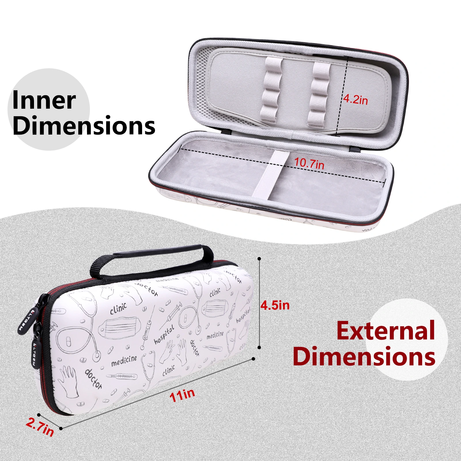 EVA Hard Case for 3M Littmann Classic III Monitoring, MDF Acoustica Deluxe Dual Head Stethoscope Protective Bag(only case!!!)