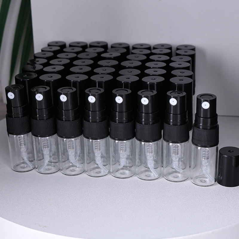 Hot sale 50/piece 2ml transparent glass perfume bottle disposable trial bottle mini travel portable cologne perfume bottle