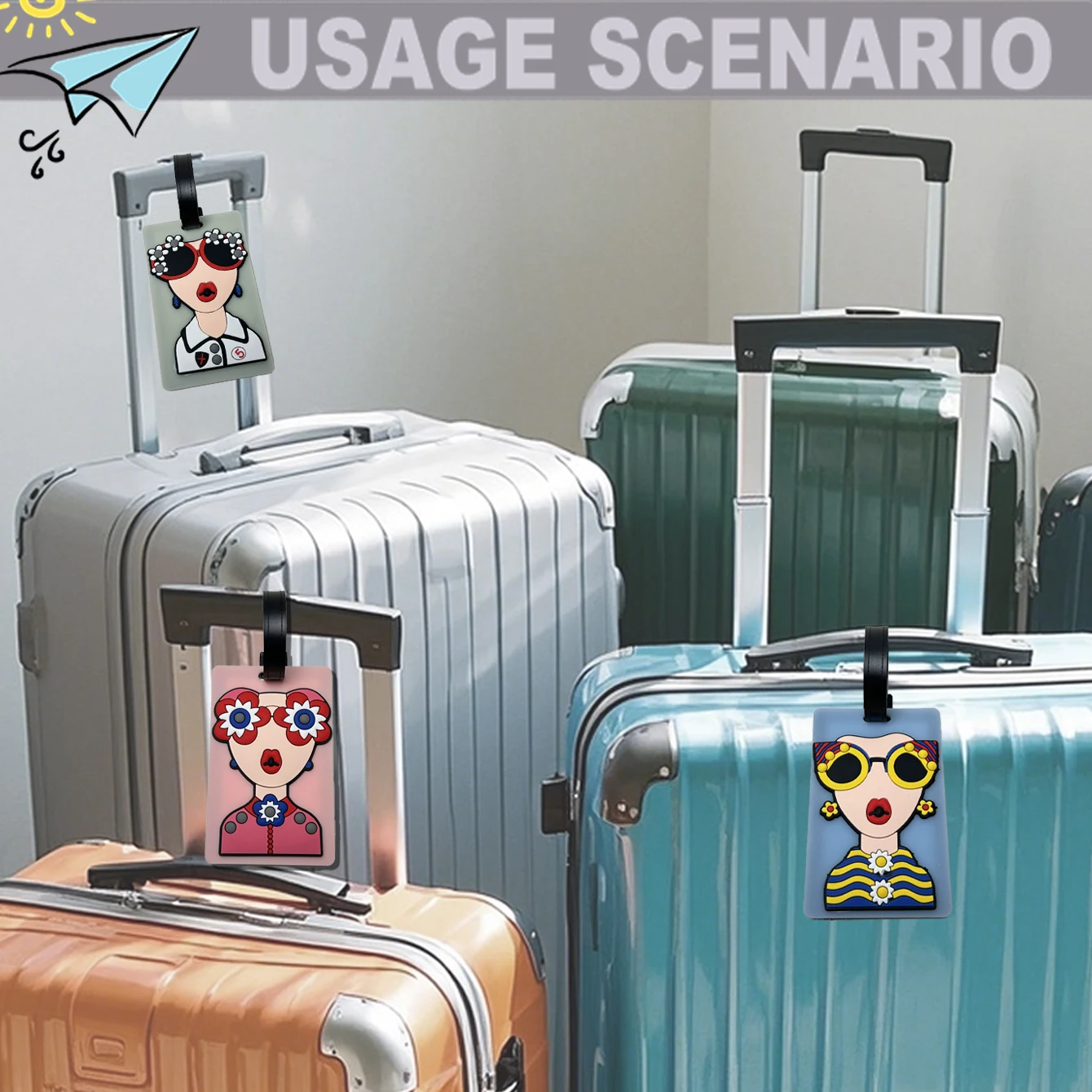 ป้ายติดกระเป๋าเดินทางลายการ์ตูนแฟชั่น - อุปกรณ์เสริมการเดินทางสุดสร้างสรรค์สำหรับการระบุกระเป๋าเดินทาง