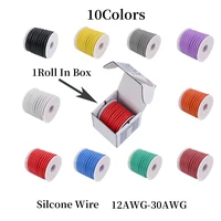 Bobinas de Cable de Silicona Suave y Flexible de 10 Colores, 12, 13, 14, 15, 16, 17, 18, 20, 22, 24, 26, 28, 30 AWG, Cables Eléctricos de Cobre Estañado