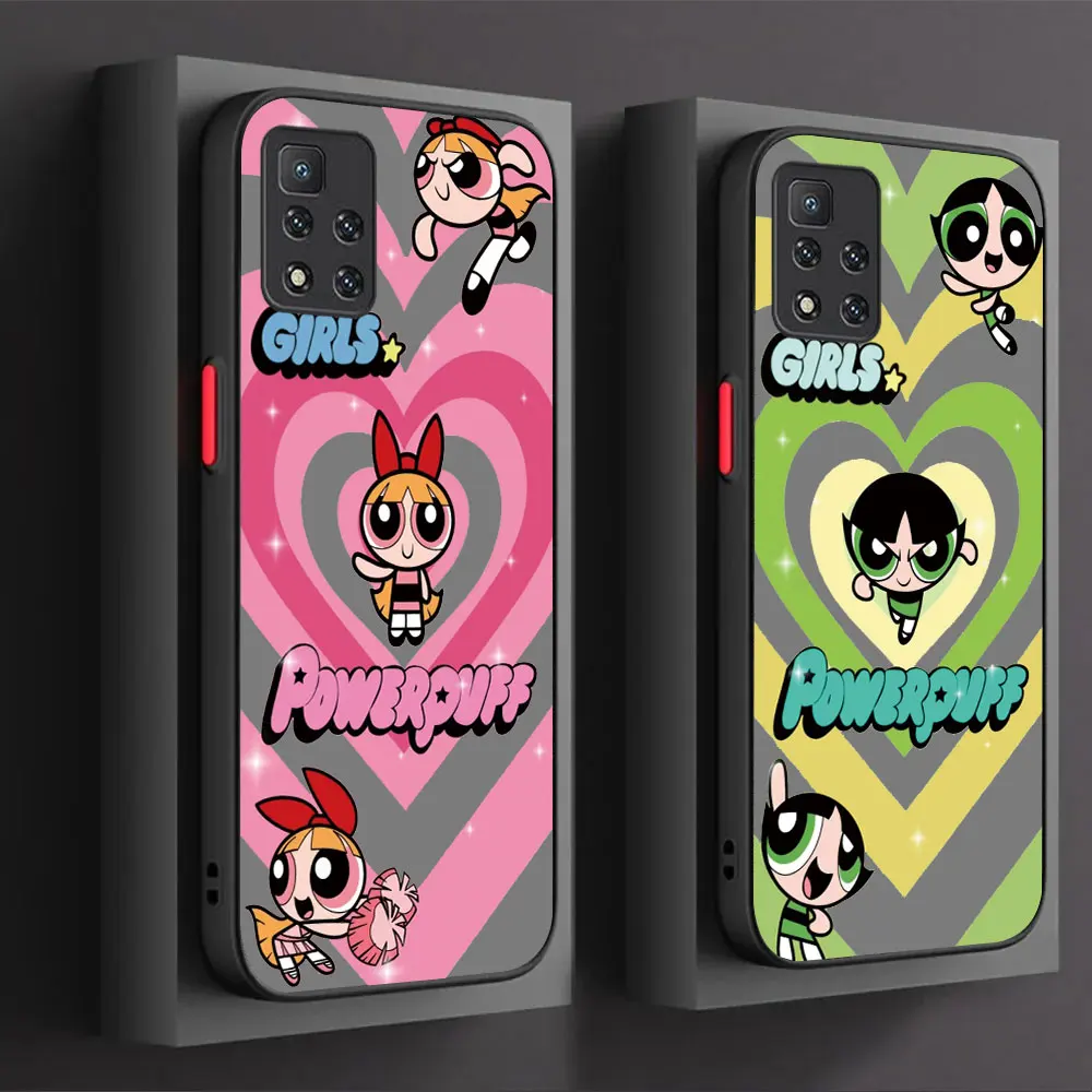 Cartoon P-Powerpuff Girls Phone Case For Xiaomi Redmi Note 13 12 12S 11 11S 11T 10 10S 9 9S 9T 8 7 Pro Plus Max Case Matte Cover