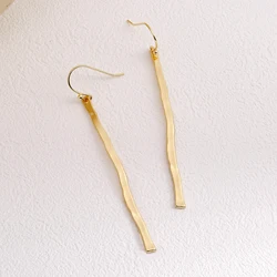 Badu 2023 New Simple Design Irregular Metal Long Bar Earrings for Women Gold Color Minimalist Line Earrings Stylish Jewelry