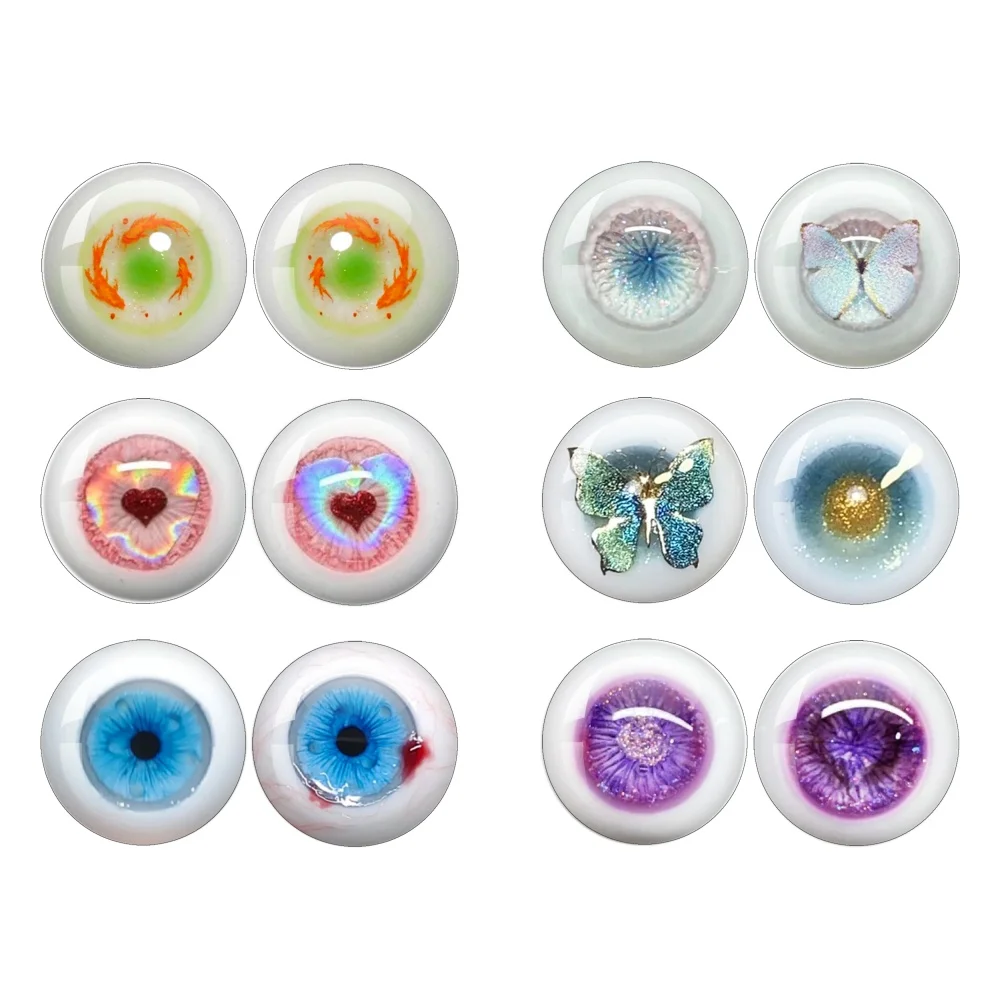 6pairs Cute Eye14mm Blyth Eyes Doll BJD Toy Anime Doll Glass Eyes Cabochons Round 10MM-40MM Girl Toy Drop Glue Eye DIY Jewelry