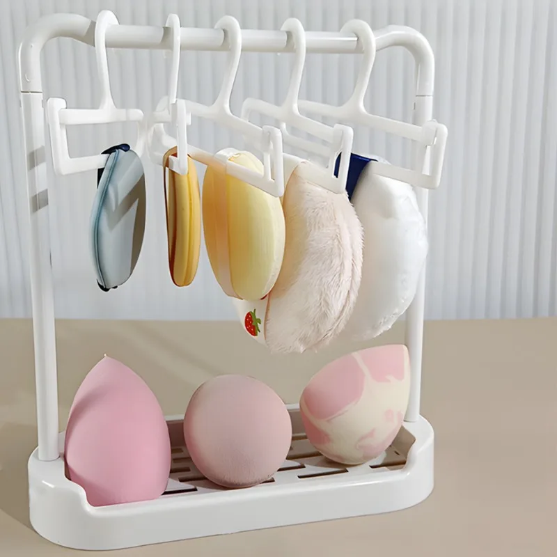 Powder Puff Drying Rack Mini Clothes Rack Small Detachable Makeup Egg Puff  Clean Drying Rack Plastic Hanger Display Organizer