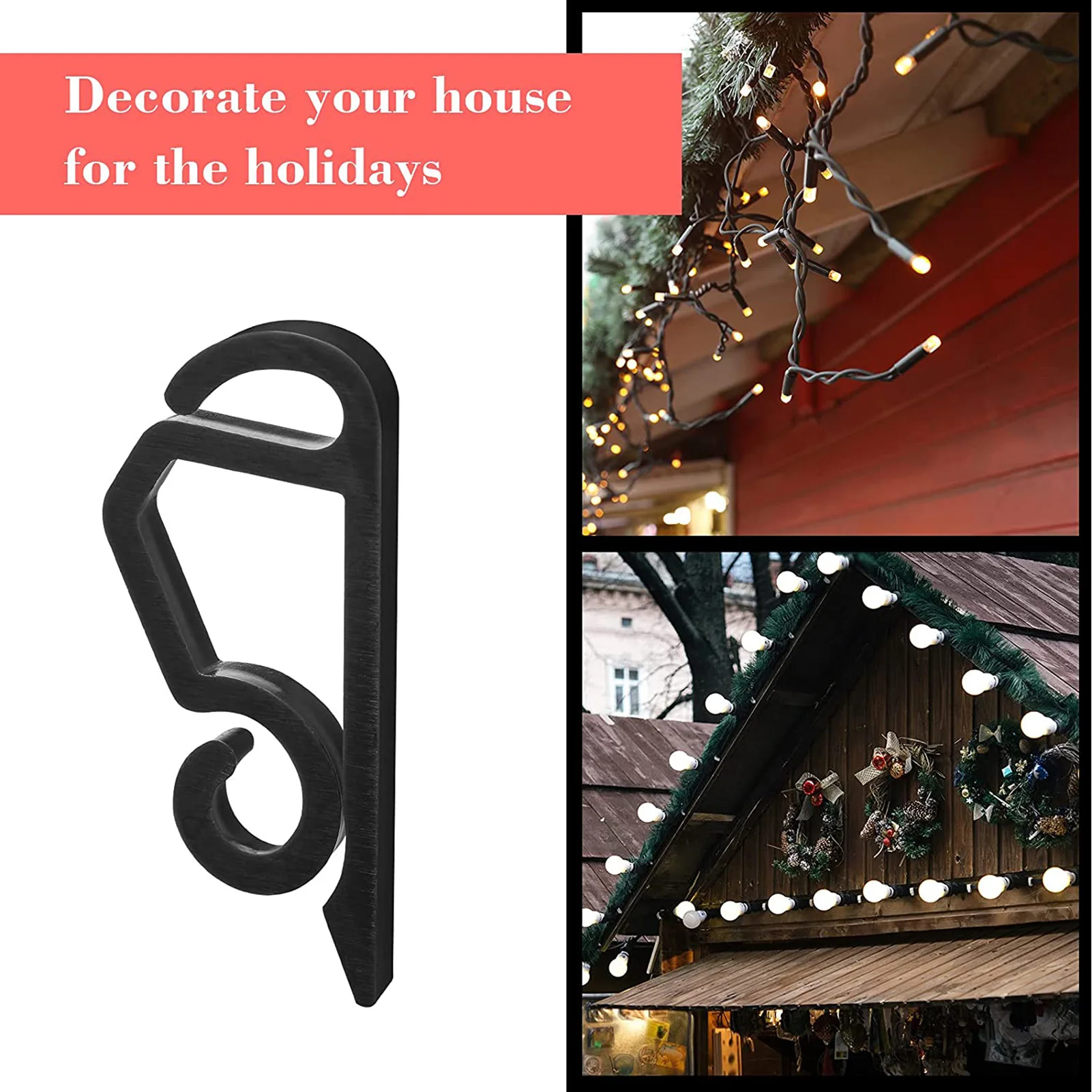 100 pezzi di plastica a forma di S gancio grondaia Heavy Duty Clip gancio per appendere per matrimonio di natale luci di fissaggio per esterni String Light Hook