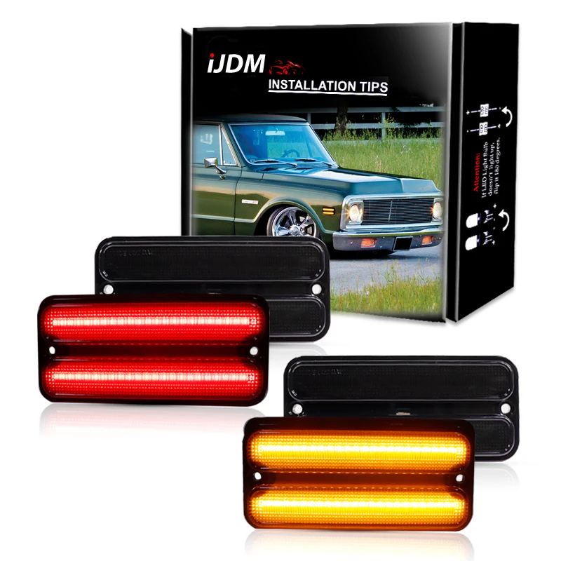 Car Front & Rear Sidemarker Lamps For 1968-1972 Chevy Blazer C10 C20 Pickup & GMC Pickup Trucks Turn SignalLights/Driving Lights