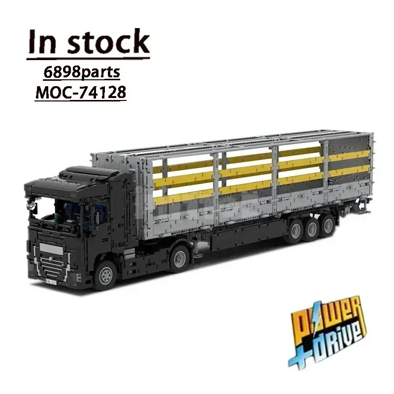 MOC-74128 Combined DAF XF 460 + Trailer RC Cargo Transport Truck Assembly Model 6898 Building Block Parts Kids Birthday Toy Gift