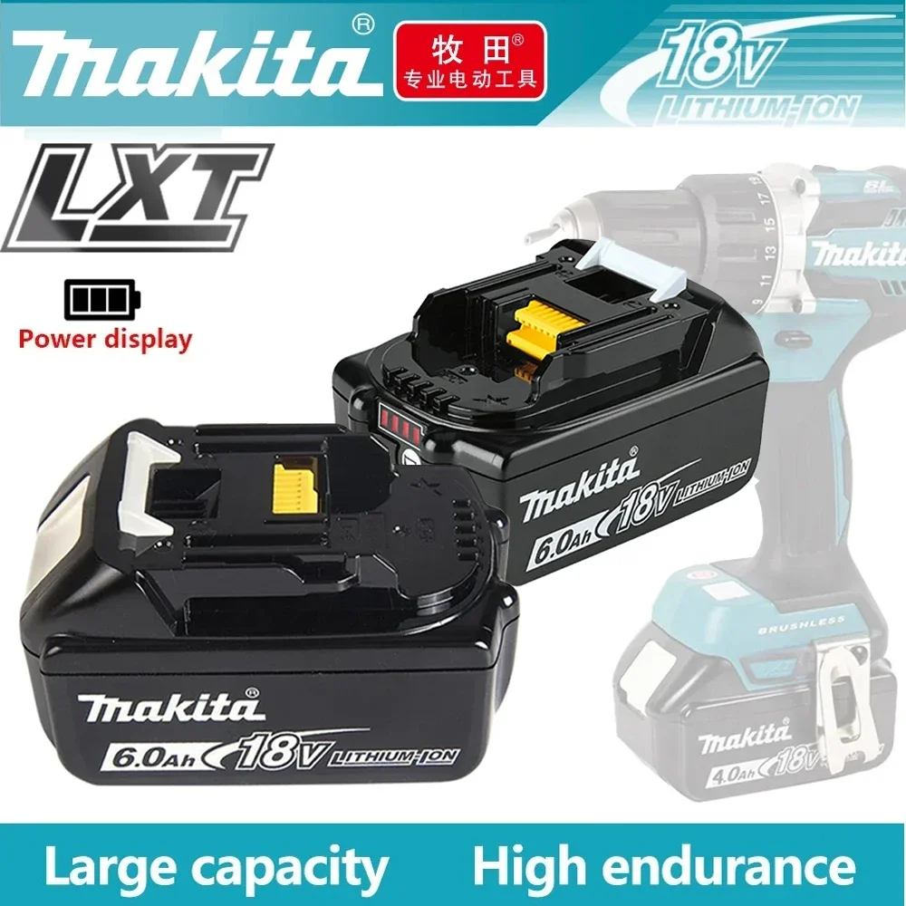 

Аккумулятор Makita 18 в, 6000 мАч, литий-ионная аккумуляторная батарея для электроинструментов с фотоэлементами BL1860B BL1860 BL1850, сменная батарея