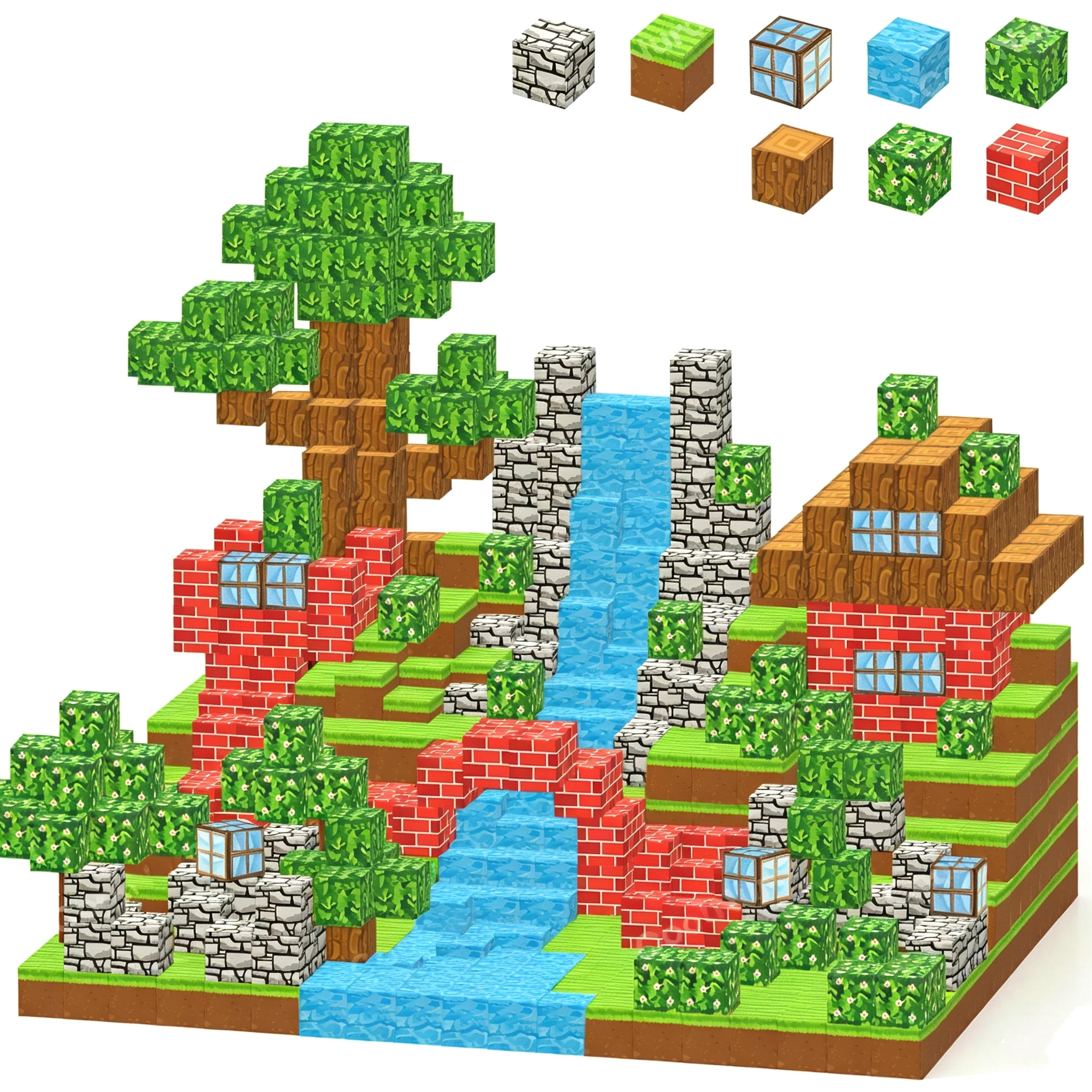 Magnetic Building Blocks Mine World Magnetic Cozy Forest
