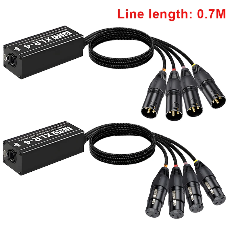 1 paar 4-kanaals 3-pins XLR of 6,3 mm audio en DMX over netwerkkabelverlenger, DMX512 netwerksignaalverlenger mannelijk + vrouwelijk
