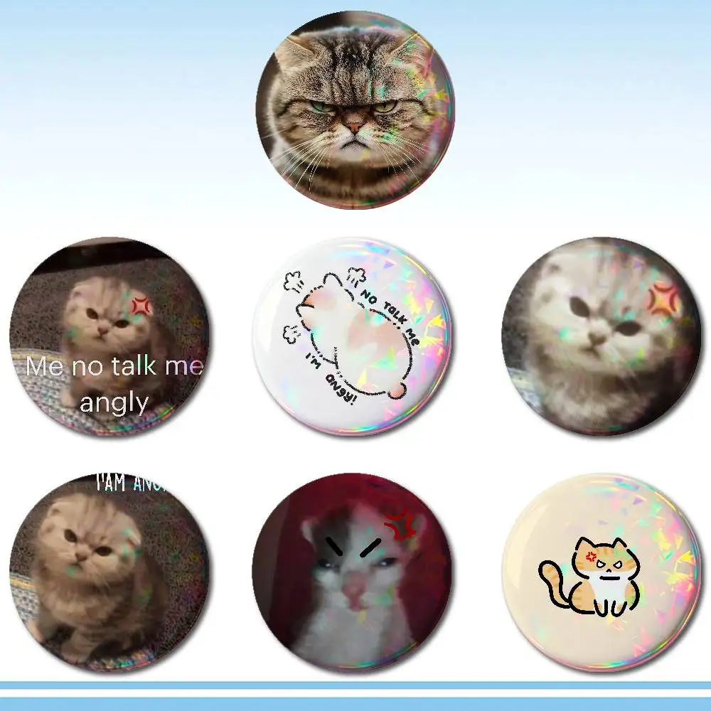 Funny No Talk Me Im Angry Cat Badges Tinplate Soft Button Pin Brooch Metal Badge Custom Jewelry Accessories Hat Bag Lapel