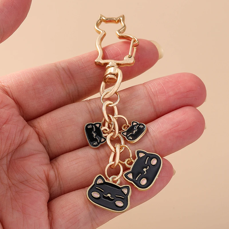 Aihua Y2K Niedlicher Tier-Schlüsselanhänger, Emaille-Katzen-Schlüsselanhänger für Frauen und Mädchen, Handtaschenanhänger, Autoschlüsselhalter, DIY-Schmuckgeschenke – Detail 3
