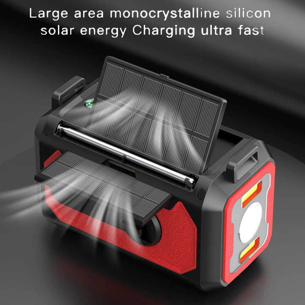 

AM/FM Portable Emergency Radio 12000mAh Weather Radio With Reading Lamp Power Bank SOS Alarm Radio Receiver Solar Hand Crank