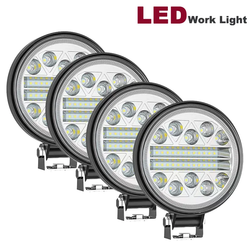 

4" Round LED Light Bar For Car 102W Off Road Work Light 12V 24V Spot Flood Flash Truck Boat 4x4 Atv Suv Driving Fog Headlights