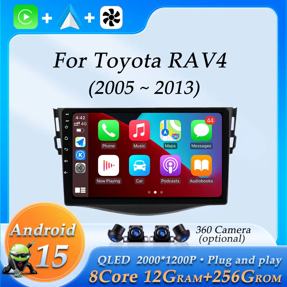 

Android 15 Wireless CarPlay for Toyota RAV4 2005 - 2013 Car Radio Multimedia Player GPS Navigation Bluetooth DSP Stereo 9 inch