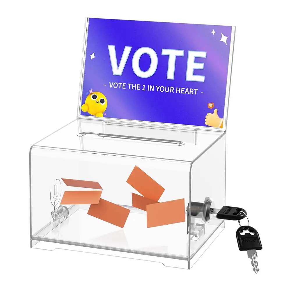 

Ящик для пожертвований с замком, прозрачная урна для голосования с держателем для таблички, ящик для предложений, ящики для сбора средств, копилка для чаевых, ящик для розыгрыша призов